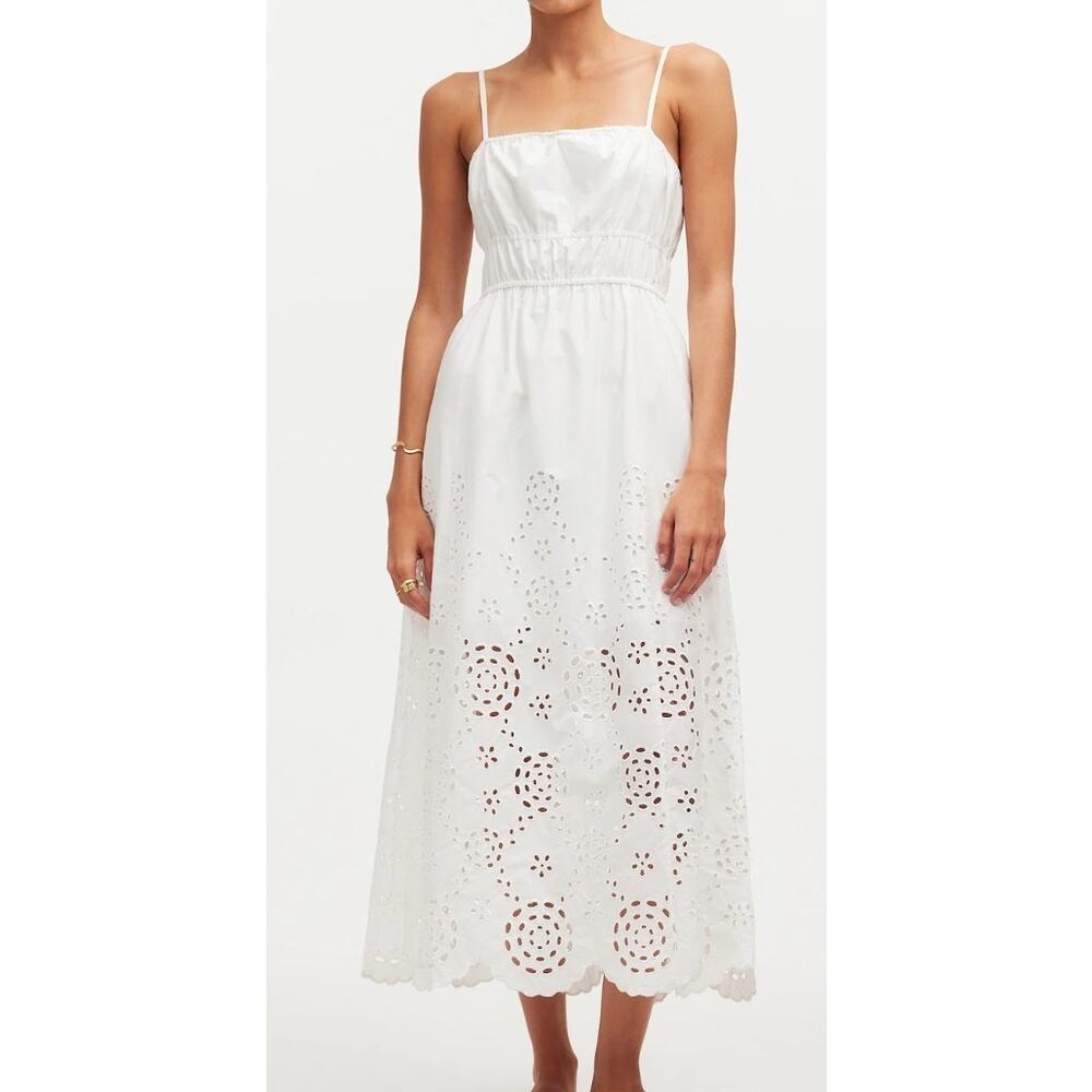 Madewell Embroidered Tank Midi Dress in Poplin Size 4 NWT